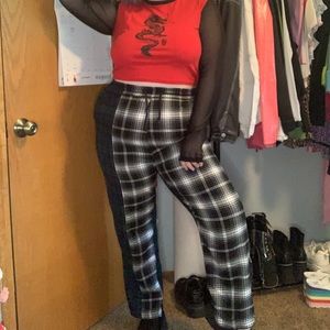 half and half plaid asos pants!